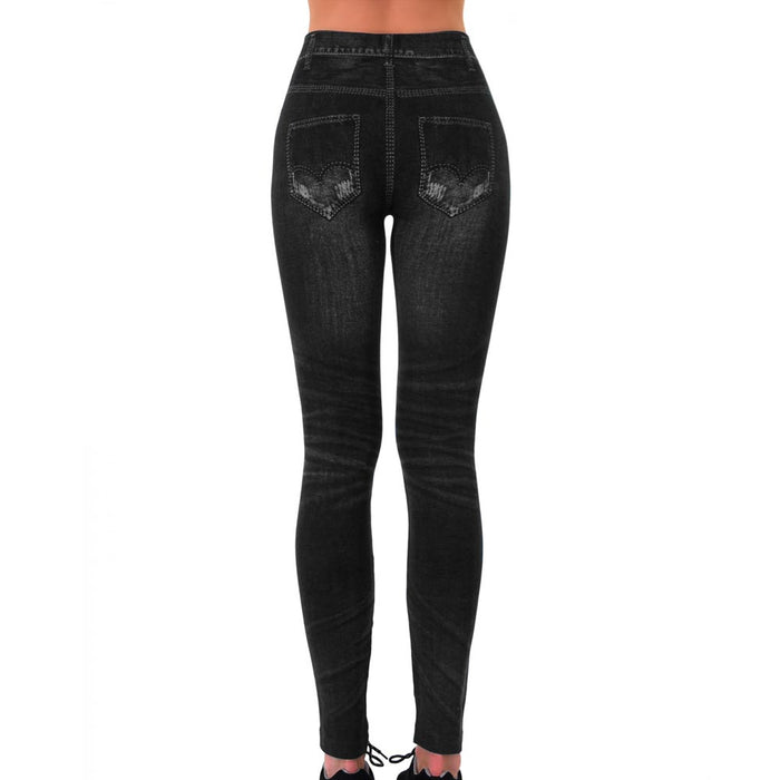 Women Black Jeggings Pants Sexy Leggings Skinny Stretchy Pencil Jeans Print Soft