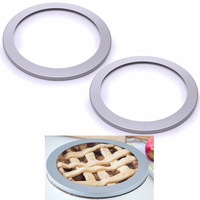 2 Pc Non-Stick Pie Crust Shield 10" Carbon Steel Baking Reusable Round Pizza