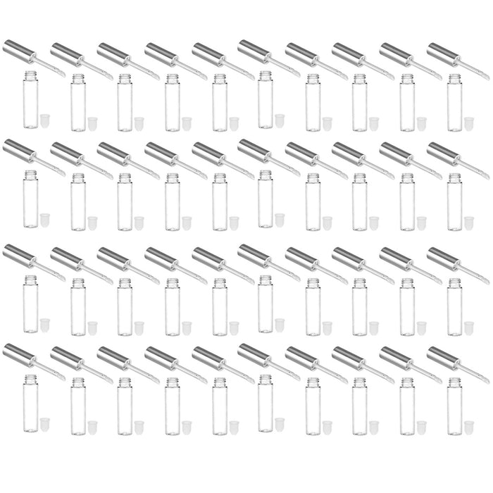40 Silver Cap Plastic PET Lip Gloss Bottles 10ML Balm Container Clear Stopper