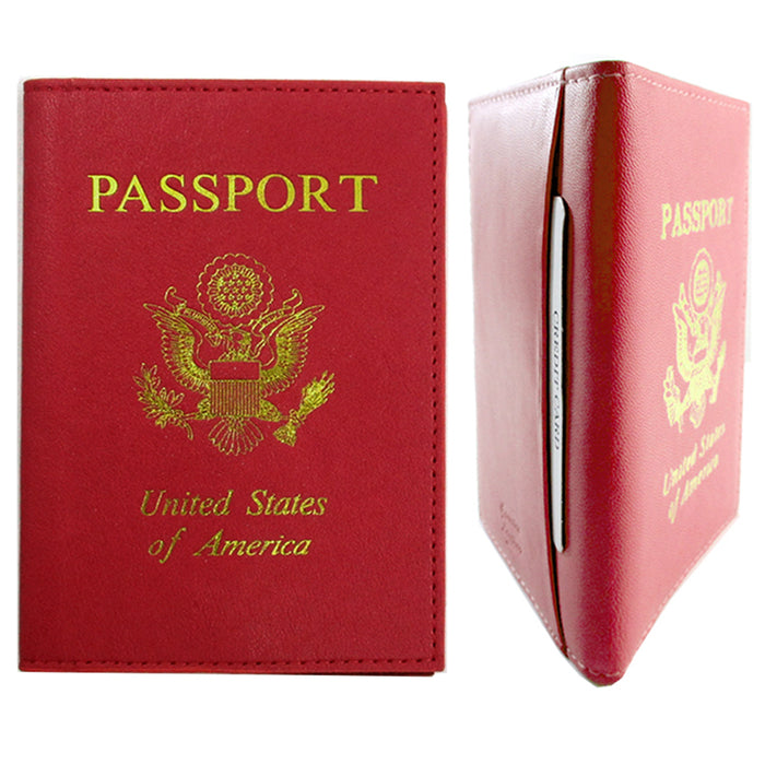 Genuine Leather Slim Travel Passport Wallet Holder RFID Blocking Cards Cover US