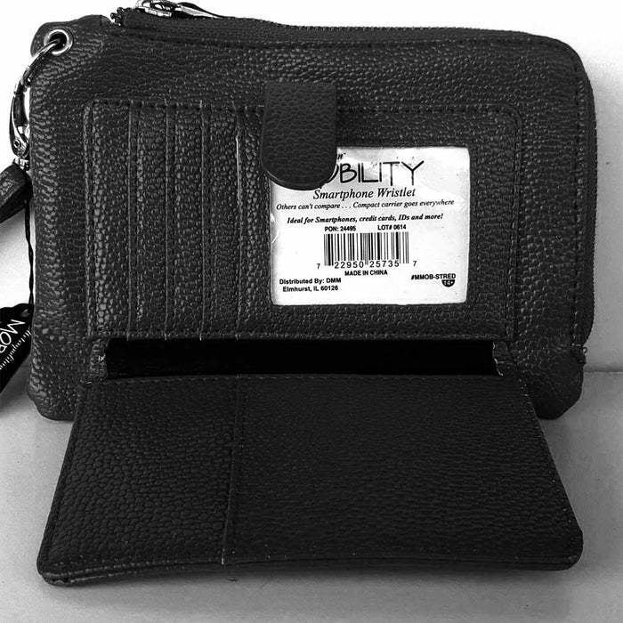 1 Womens Wristlet Purse Wallet Zip Clutch Phone Id Strap Pebble Leather Black