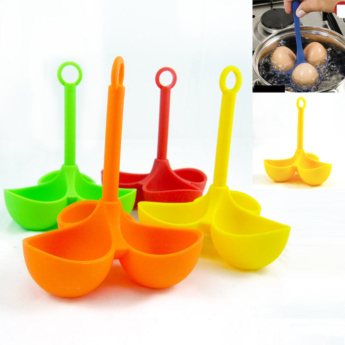 Silicone 3 Egg Boiler Poacher Holder Dipper Egg Cooker Kitchen Tool Cookware New
