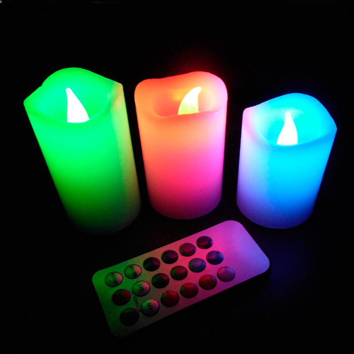 3PC Flickering Flameless LED Pillar Candles Waterproof 4'' 5'' 6" Remote Control