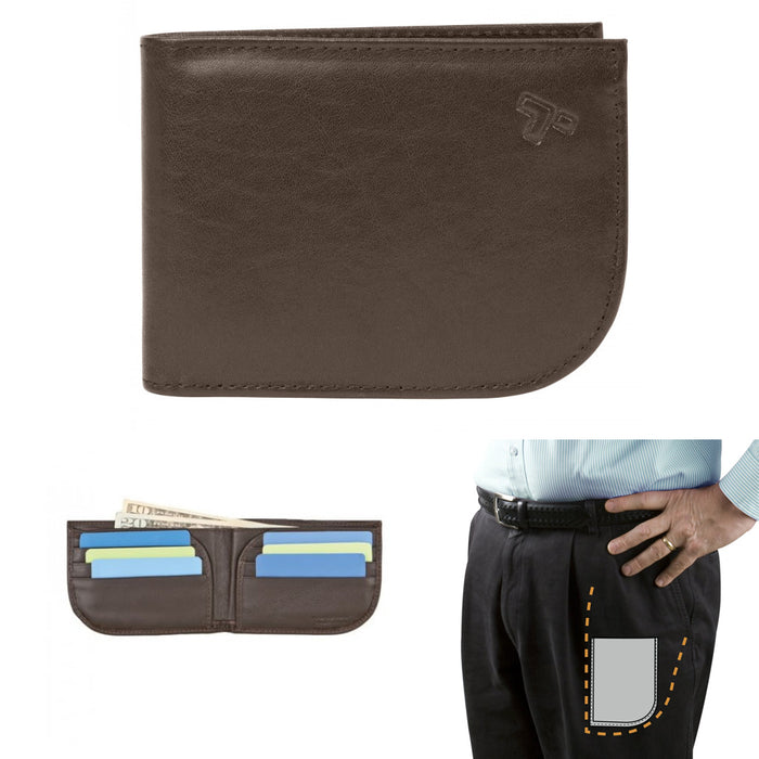 1 Travelon Front Pocket Wallet RFID Blocking Leather Id Card Mens Brown Billfold