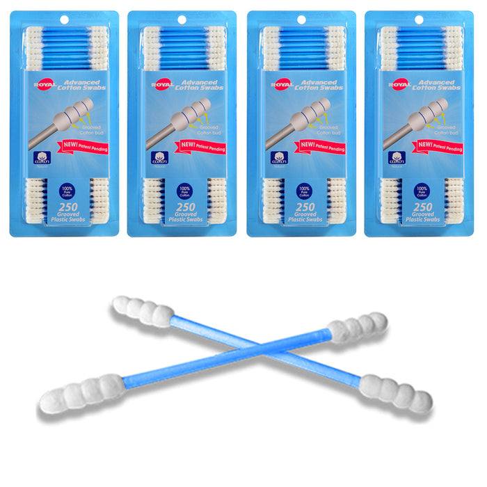 1000 Ct Grooved Cotton Swabs Ear Bud Cleaning Tip Plastic Stick Safe Soft New !