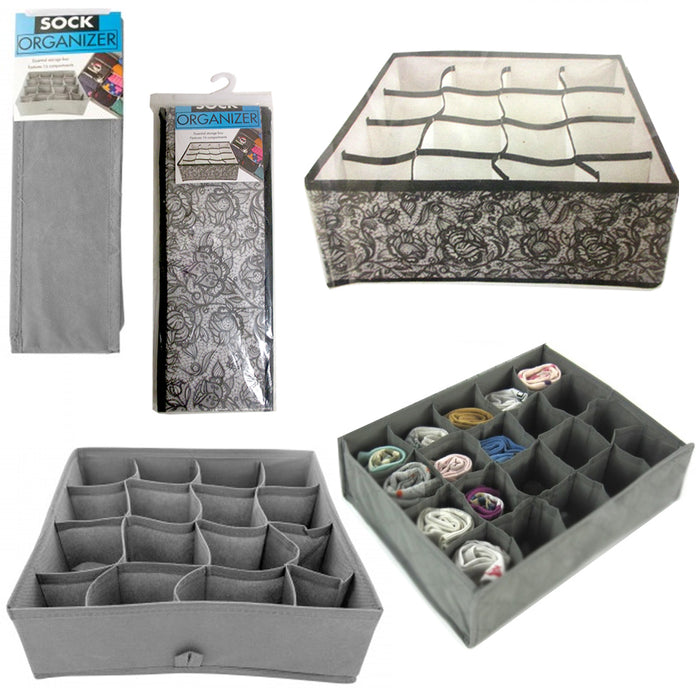 1 Drawer Organizer 16 Section Socks Underwear Closet Home Storage Box Case Folds
