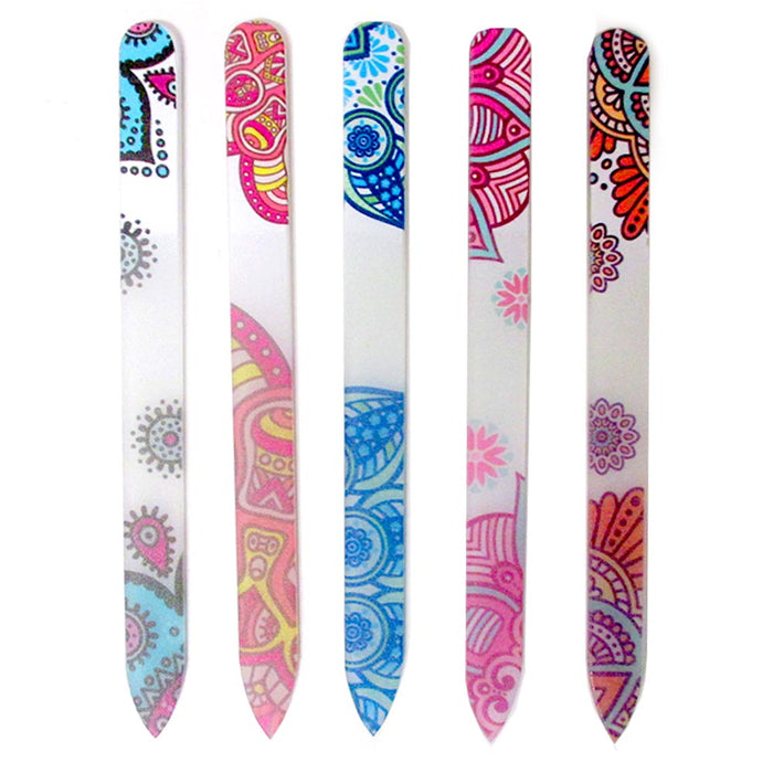 2 Glass Nail File Crystal Paisley Design Buffer Manicure Pedicure Device Tool !