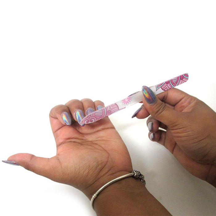 2 Glass Nail File Crystal Paisley Design Buffer Manicure Pedicure Device Tool !