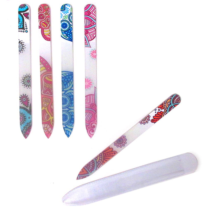 4 Glass Nail File Crystal Paisley Design Buffer Manicure Pedicure Device Tool !