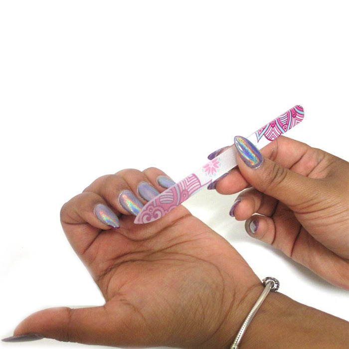 2 Glass Nail File Crystal Paisley Design Buffer Manicure Pedicure Device Tool !