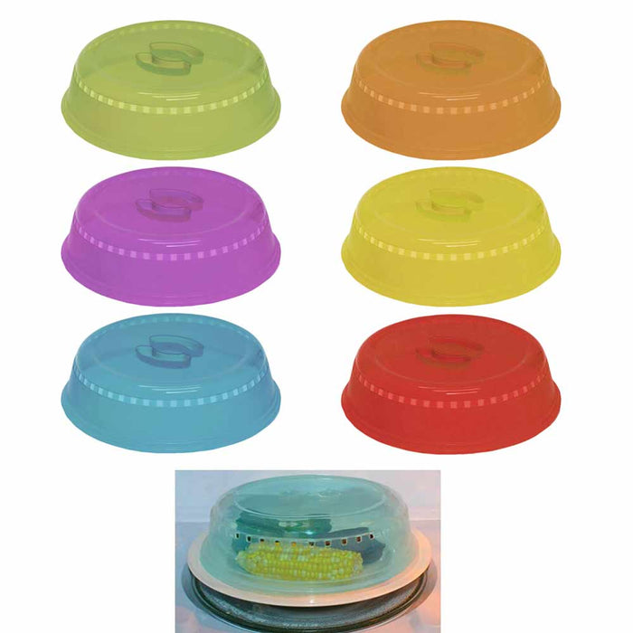 Set Of 2 Plastic Microwave Plate Cover Clear Steam Vent Splatter Lid 10" New