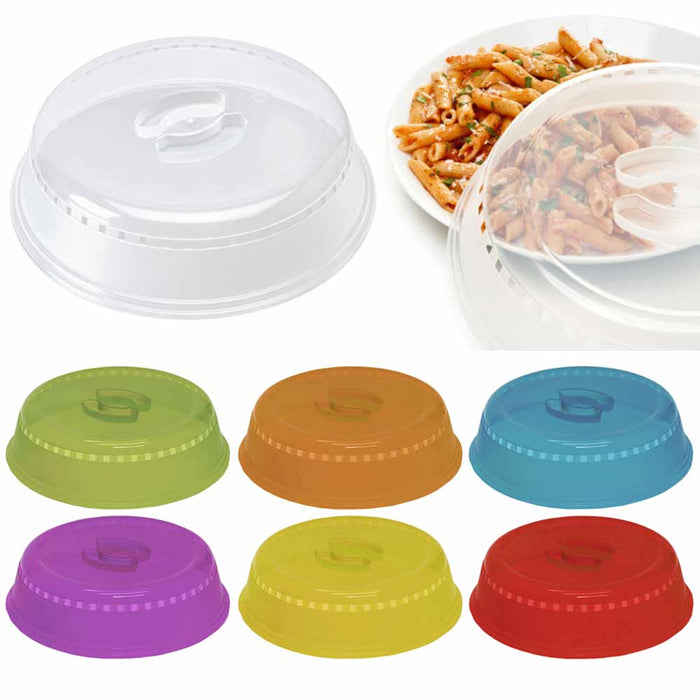 Set Of 2 Plastic Microwave Plate Cover Clear Steam Vent Splatter Lid 10" New