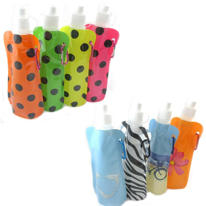 6 Collapsible Water Bottle With Clip Reusable Biking Hiking Travel Bag BPA Free
