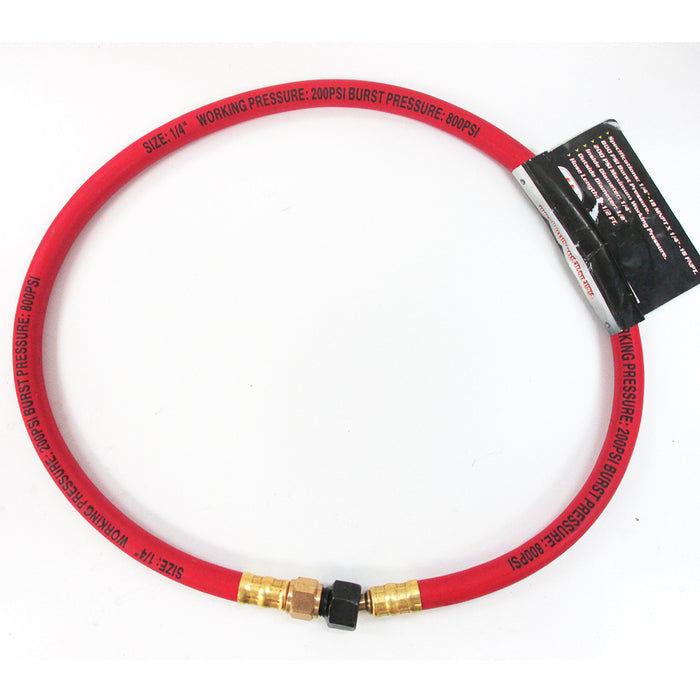 1 Whip Hose Oil Resistant Rubber Air Hose Pigtail Whip 2.5 Foot 1/4 Inch 200 PSI