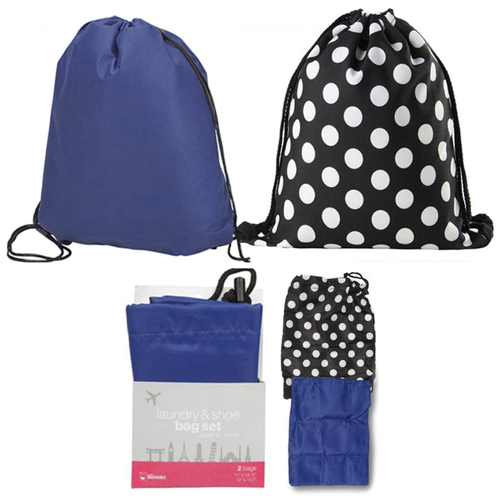 2 X Multipurpose Drawstring Laundry Shoe Bag Storage Wash Clothes Travel Tote
