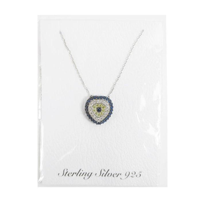 925 Sterling Silver Heart Evil Eye Necklace Dainty Charm Pendant Jewelry Women