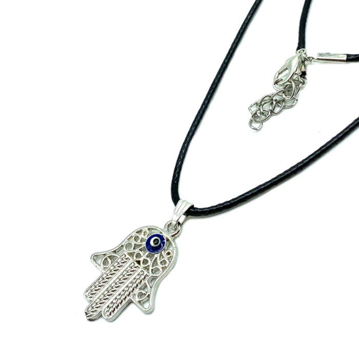 5X Hamsa Hand Fatima Pendant Necklace Evil Eye Protection Lucky Charm Black Cord