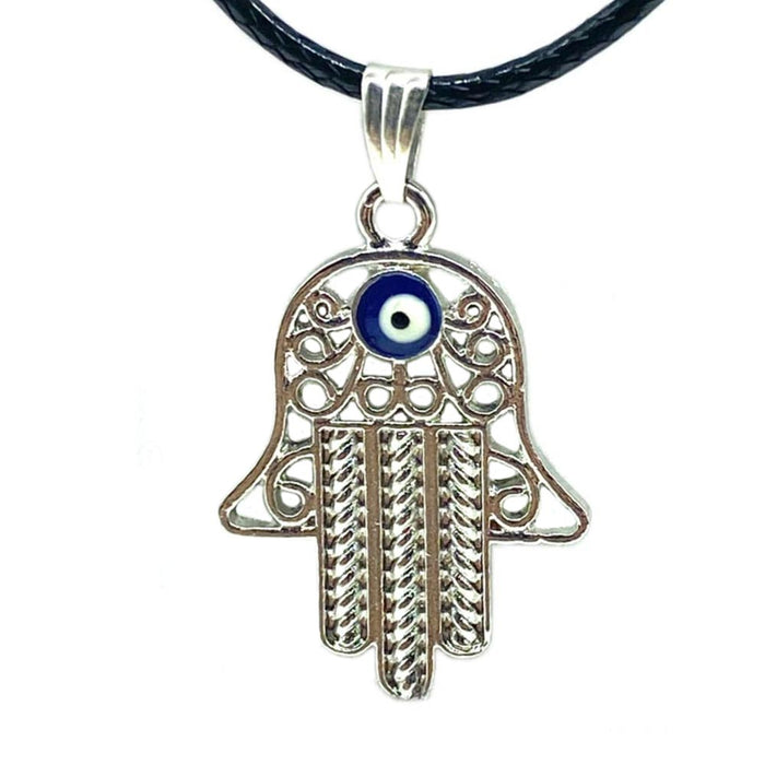 2 Silver Evil Eye Hamsa Hand Fatima Necklace Charm Jewish Judaica Kabbalah Lucky