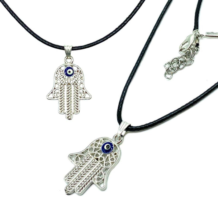 5X Hamsa Hand Fatima Pendant Necklace Evil Eye Protection Lucky Charm Black Cord
