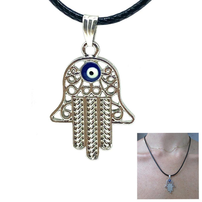 5X Hamsa Hand Fatima Pendant Necklace Evil Eye Protection Lucky Charm Black Cord