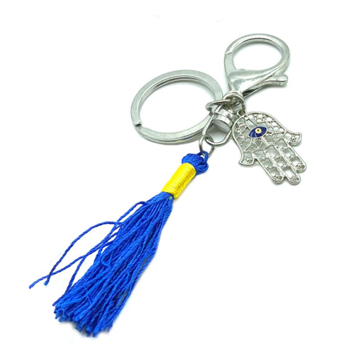 Lucky Hamsa Hand Fatima Evil Eye Keychain Nazar Blue Car Hanging Purse Women Men