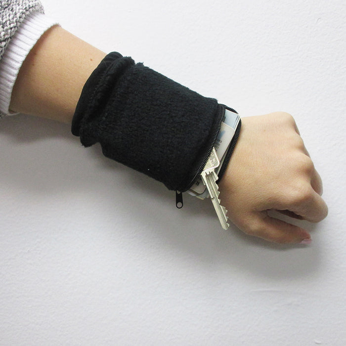 Wrist Wallet Arm Fleece Sport Pouch Band Zipper Running Travel Gym Money ID Card
