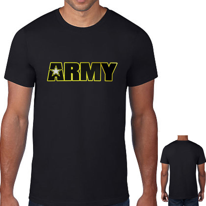 Mens T-Shirt American Army Star Military USA Air Force Navy Tee Top Size Black S