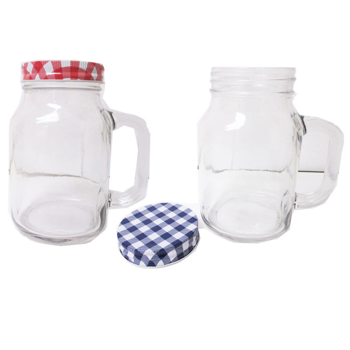 12 Mason Jar Handle Mug Rustic Bridal Wedding Drinking Clear Glass Smoothie 20oz
