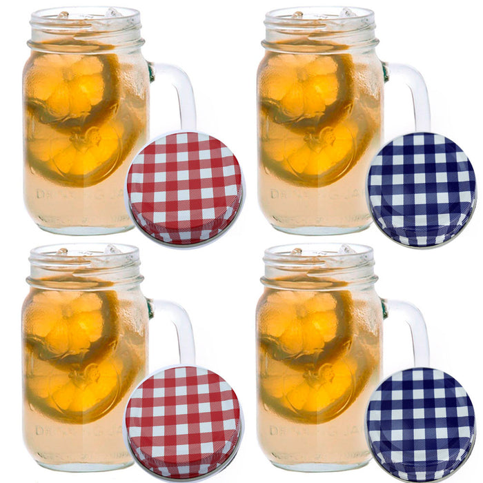 4 Mason Jar Handle Mug Rustic Bridal Wedding Drinking Clear Glass Smoothie 20oz