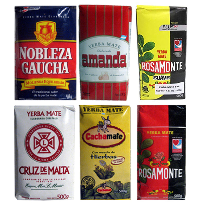 Yerba Mate Sampler 6 Pack 1.1 lb 500 g Variety Flavors Bags Green Herbal Tea New