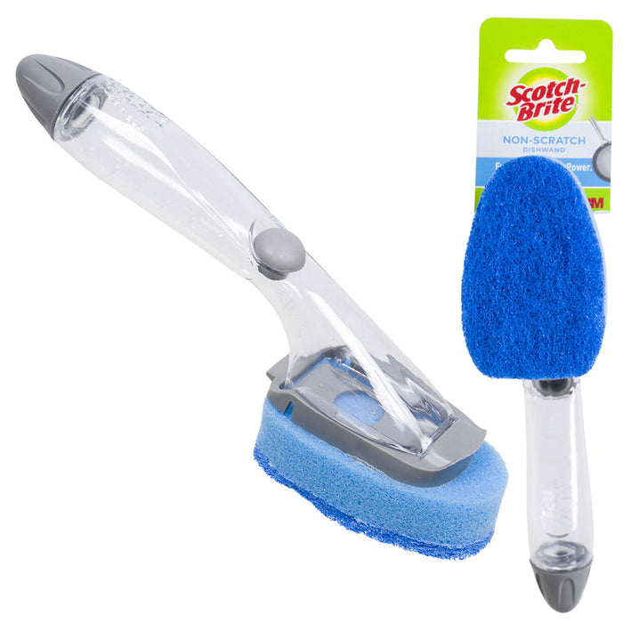 2Pc Scotch Brite Non Scratch Soap Control Dishwand Leak-Free Long Last Reusable