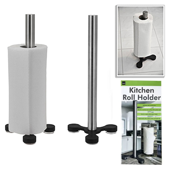 1 Paper Towel Holder Stainless Steel Kitchen Counter Bathroom Suction Mount New
