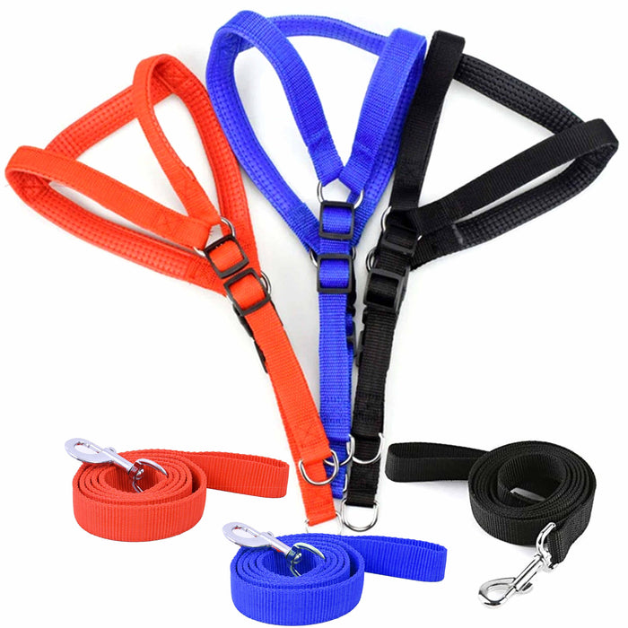 1 Set XXL Dog Harness Leash Adjustable Cushion Padded Lead Vest Hold Heavy Duty
