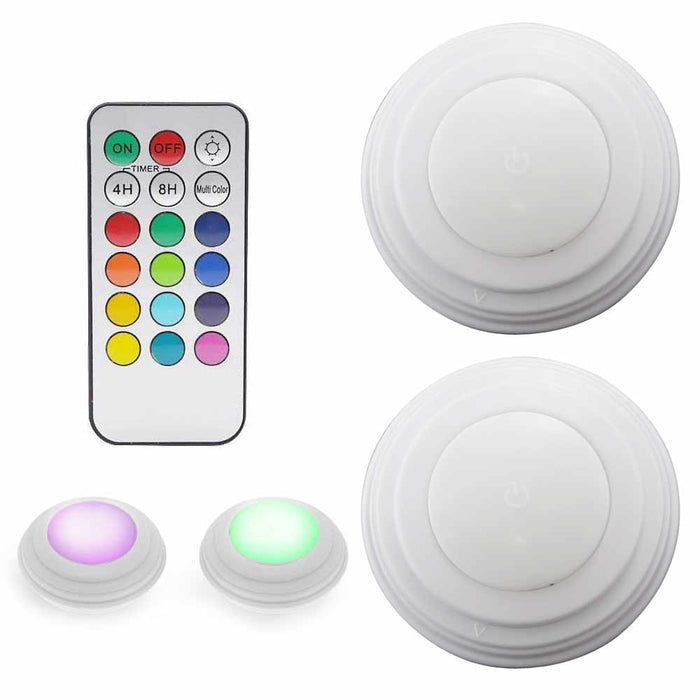 2 Wireless Remote Control LED Light Self Adhesive Dimmer Closet Lamp Multi Color
