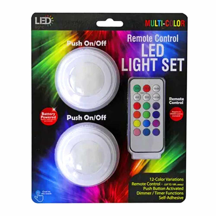 2 Wireless Remote Control LED Light Self Adhesive Dimmer Closet Lamp Multi Color