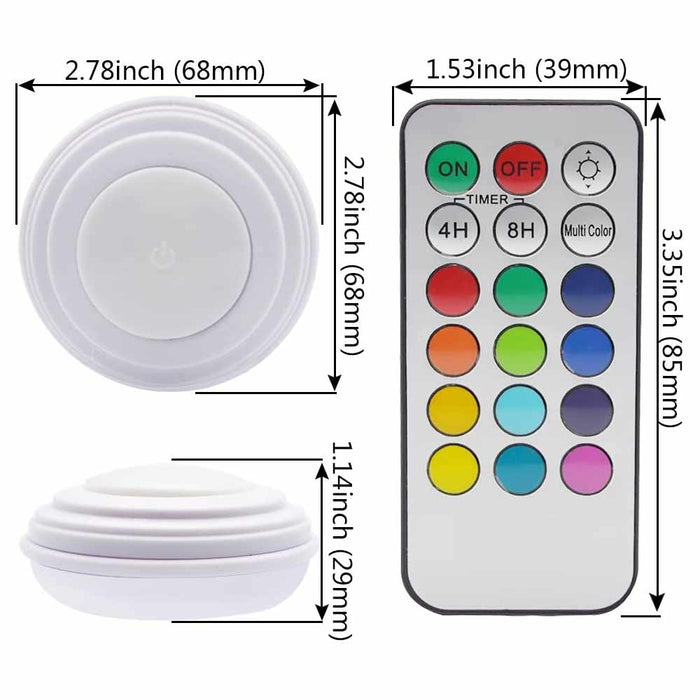 4 Remote Control LED Light Self Adhesive Dimmer Wireless Closet Lamp Multi Color