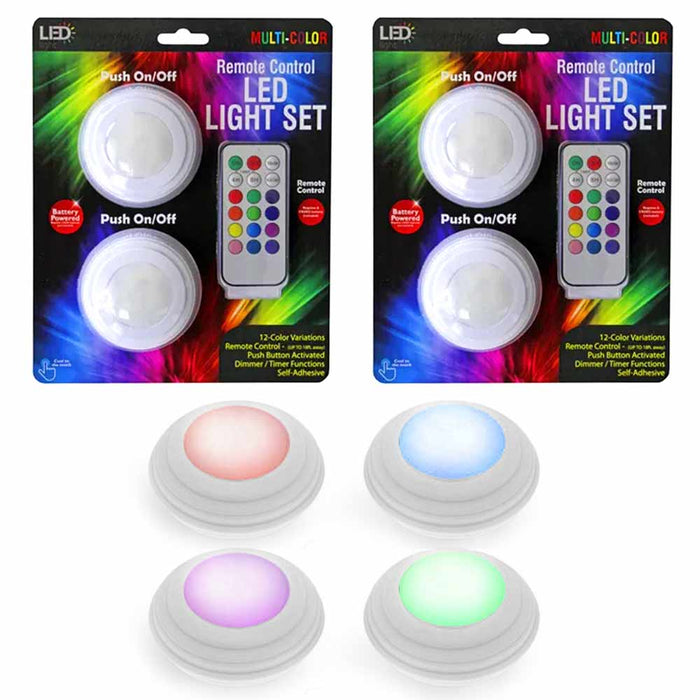 4 Remote Control LED Light Self Adhesive Dimmer Wireless Closet Lamp Multi Color