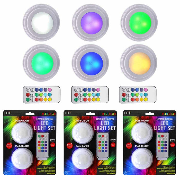 6 Remote Control LED Light Self Adhesive Dimmer Wireless Closet Lamp Multi Color