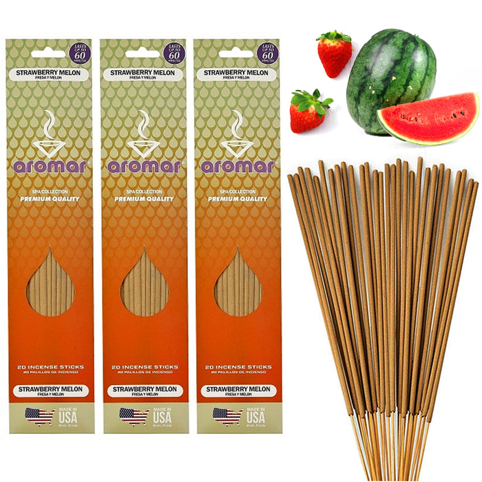 60 X Strawberry Melon Scent Incense Sticks Hand Dipped Burning Premium Fragrance