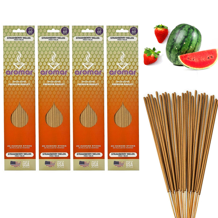 80 X Premium Incense Sticks Strawberry Melon Scent Hand Dipped Burning Fragrance