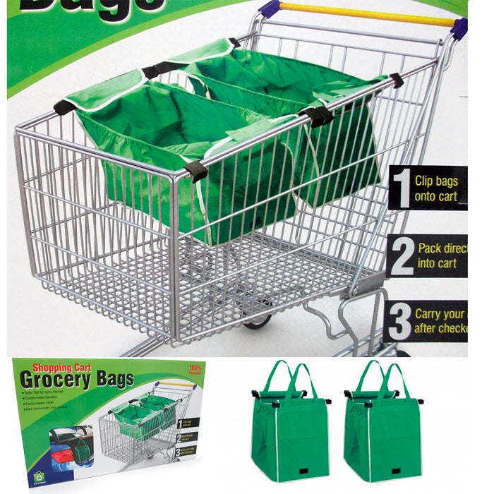2x Grab Bag Reusable Clip To Cart Tote 40 Lbs As Seen On Tv Grocery Shopping New