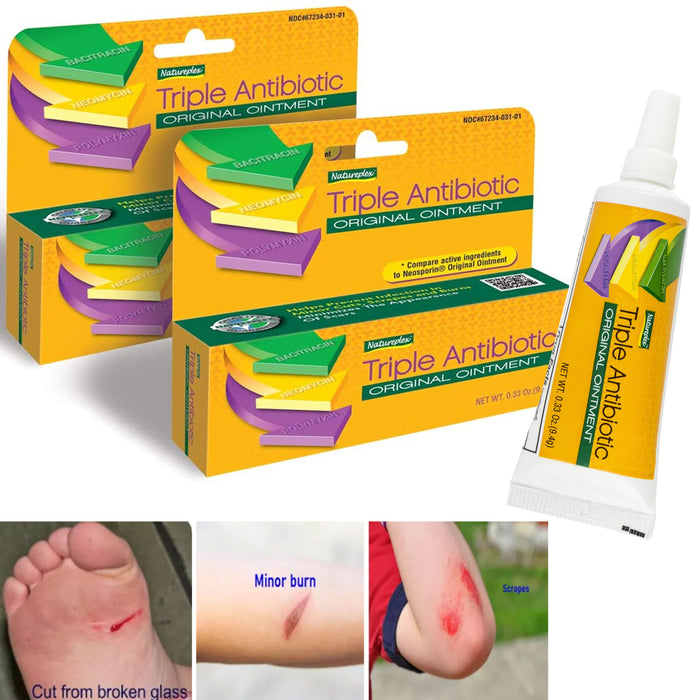 2 First Aid Triple Antibiotic Ointment 0.33oz Bacitracin Zinc Pain Relief