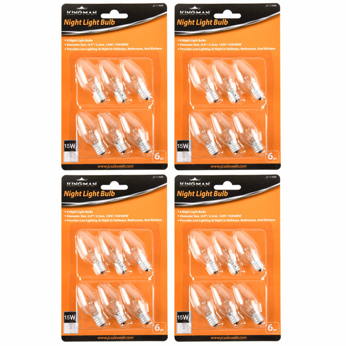 24 Pc Replacement Night Light Bulbs 15 Watt 120V Candelabra Base Lamp Lighting