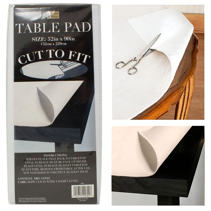 Cushioned Heavy Duty Customizable Vinyl Table Pad Felt Backing 52"X90" Rectangle
