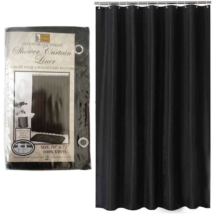 1 Black Heavy Duty Magnetized Shower Curtain Liner Waterproof Vinyl 70"X72" New