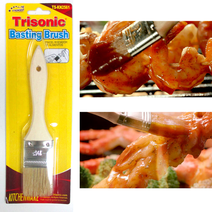 1 Pc Basting Brush 7" Kitchen Cooking Pastry Baking BBQ Sauce Butter Wood Handle