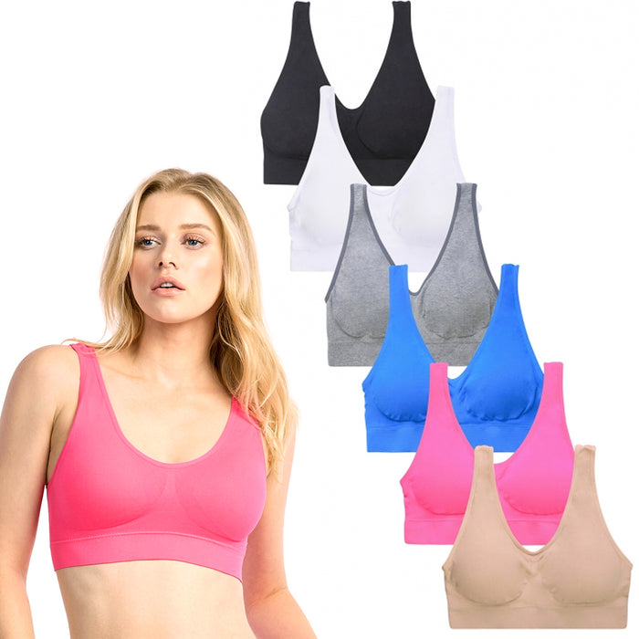 12 Women's Sports Bra Seamless Comfort Wire Free Yoga Fitness Stretch One Size