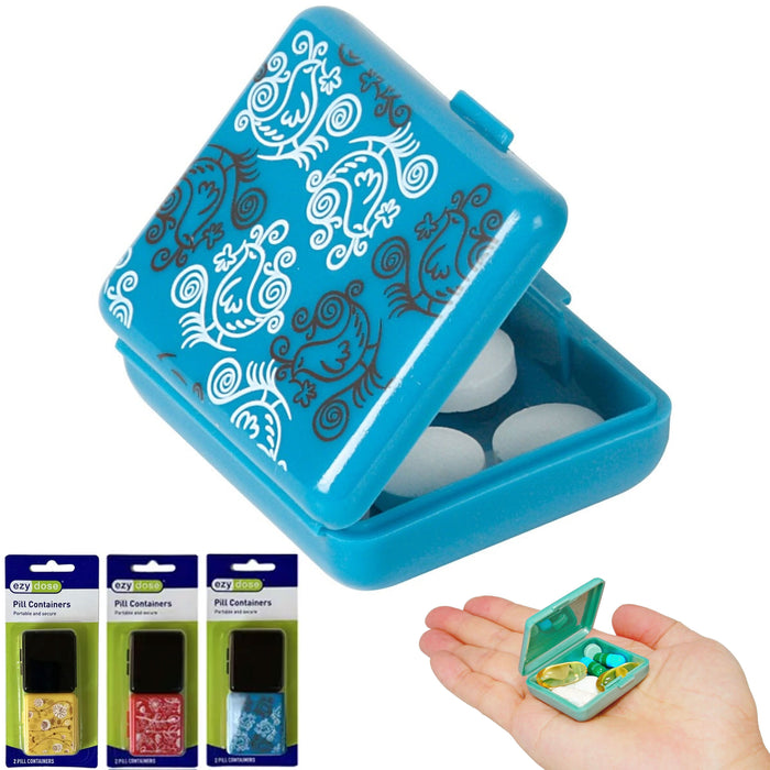 2 Pocket Pill Box Travel Medicine Tablet Storage Organizer Container Case Holder