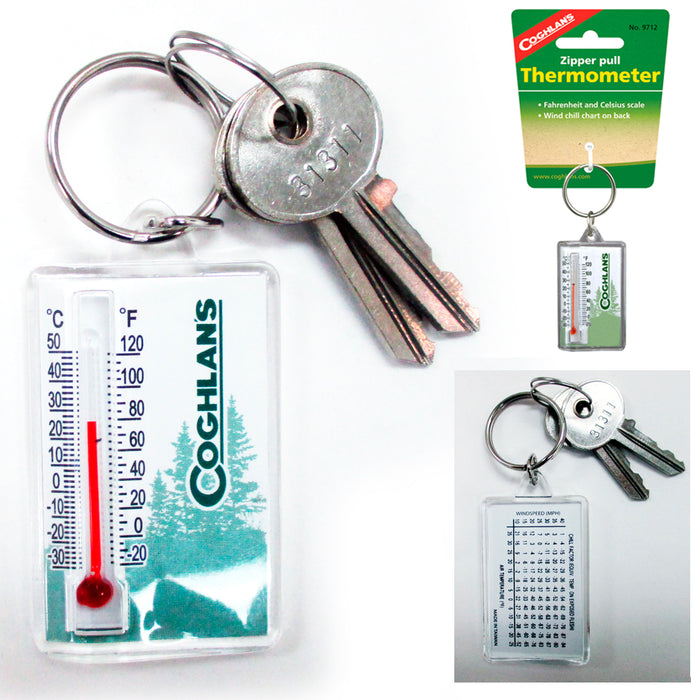 Coghlans Zipper Pull Thermometer Temperature Outdoor Mini Portable Keychain Camp