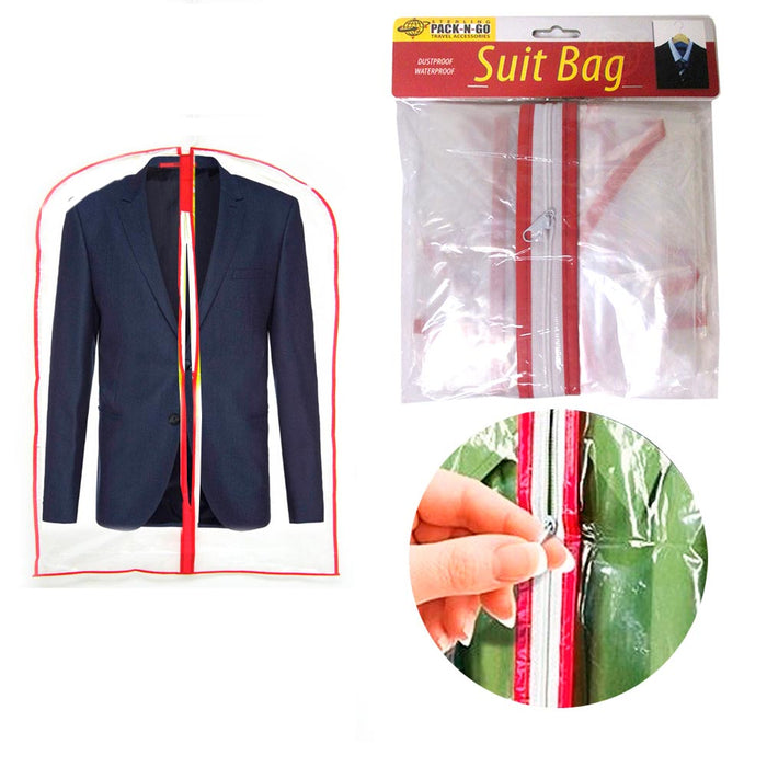 12X Clear Garment Bag Foldable 34" Suit Dress Jacket Cover Zipper Travel Storage